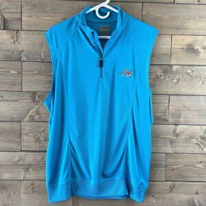 Fennec Mens Vest 1/4 Zip Pullover Golf  Embroidered Teal Size Medium